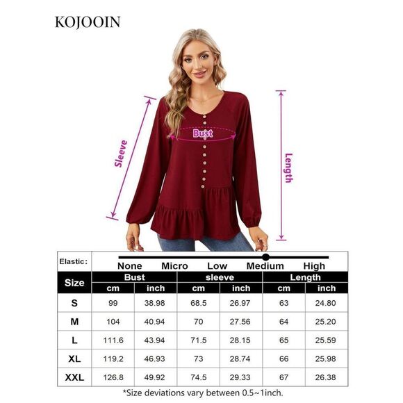 NEW V Neck Button Shirt Asymmetrical Loose Flowy Blouses L - Picture 4 of 6